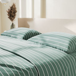 Постельное бельё Этель 1.5сп Mint stripes 143х215 см,150х214 см,70х70см-2 шт, 100% хлопок,поплин  фото 6