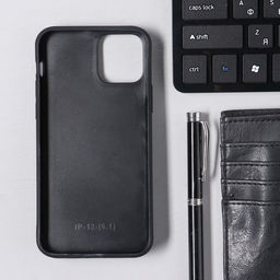 Чехол Luazon для iPhone 12/12 Pro, с отсеками под карты, кожзам, чёрный