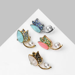 Цена за 12 шт. Брошь «Тюльпан. Жемчужный сад», МИКС