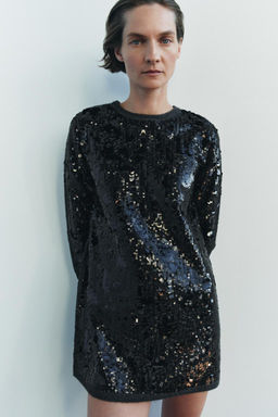 SHORT SEQUINNED KNIT DRESS - Zara фото 5