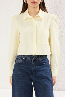 Sar? Crop Regular Normal Kal?p Dokuma Gomlek TWOSS23GO00117