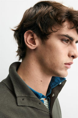 BUTTON-UP HIGH NECK SWEATER