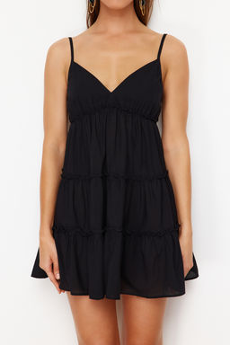 TRENDYOLMILLA Siyah Mini Dokuma %100 Pamuklu Plaj Elbisesi TBESS24EL00069  фото 12