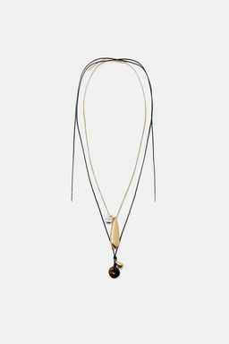 PACK OF 2 TEARDROP CORD NECKLACES - Zara фото 2