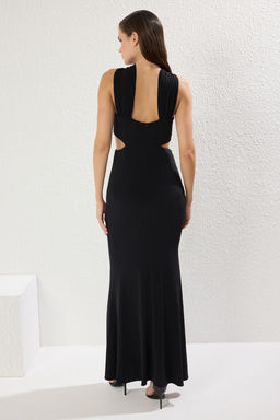 TRENDYOLMILLA Siyah Astarl? Orme Uzun S?k Abiye Elbise TPRSS21AE0049 фото 5