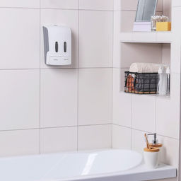 Диспенсер для жидкого мыла, механический, двойной по 500 мл, пластик, белый