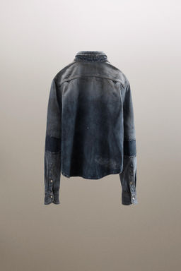 TRF FADED-EFFECT RIPPED DENIM SHIRT - Zara фото 3