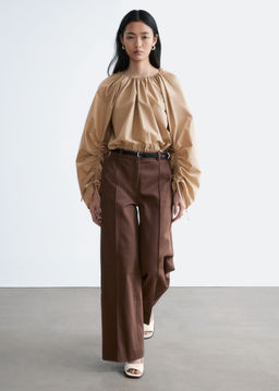 Pantalones de algod?n con pliegues marcados - H&m фото 3