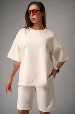 Женский костюм оверсайз из футера двухнитки Happyfox