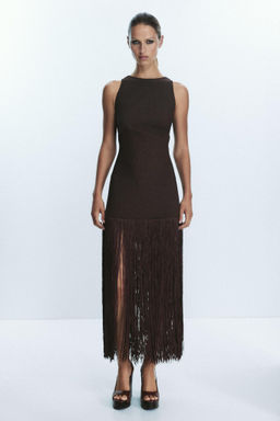 FRINGED FITTED DRESS