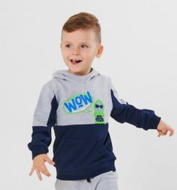 CRB wear/CWK 62496-1 Джемпер модель худи для мальчика, серый меланж-темно-синий/Ex.Cherubino