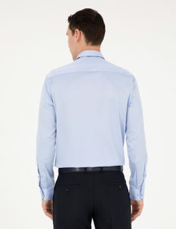 Koyu Mavi Slim Fit Uzun Kollu Basic G_mlek