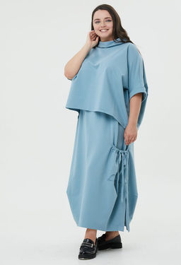 Костюм с юбкой голубой из футера