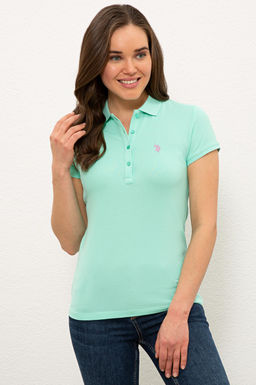 Женская мятная базовая футболка с воротником-поло Неожиданная скидка в корзине - U.s. polo assn фото 6