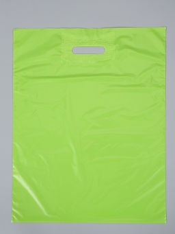 Цена за 50 шт. Пакет с вырубной усиленной ручкой ПВД 40х50 45 мкм Салатовый