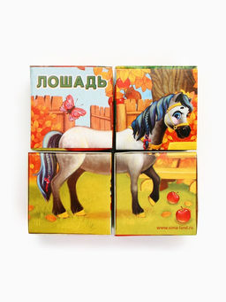 Цена за 2 шт. Кубики «Домашние животные», по методике Монтессори, 4 шт., 3+