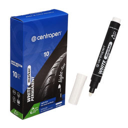 Цена за 10 шт. Маркер перманентный 5.0 мм Centropen 8586, линия 2.5 мм, цвет белый