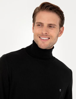 Siyah Slim Fit Bal_k__ Yaka Basic Triko Kazak - Pierre cardin фото 2
