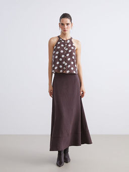 Halter Yaka Puantiyeli Bluz