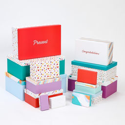 Набор коробок подарочных 15 в 1 Поздравляю!, 12 х 7 х 4 см - 46,6 х 35,2 х 17.5 см