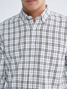 Regular Fit Uzun Kollu Ekose Gabardin Erkek G?mlek