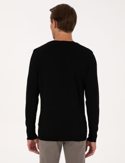 Siyah Slim Fit Bisiklet Yaka Triko Kazak - Pierre cardin фото 5