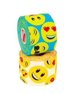 Кинезио тейп BBTape 5 см х 5 м смайлики голубой  фото 2