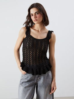 U Yaka Ajurlu F?rf?rl? Triko Bluz