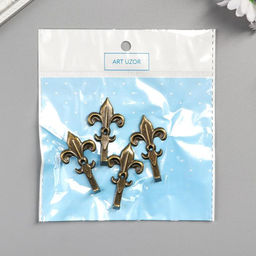 Цена за 8 шт. Крючок металл «Геральдическая лилия», бронза, 4.6×2.5×1 см