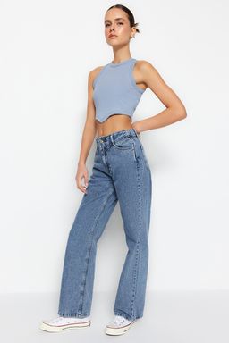 Siyah Yuksek Bel Wide Leg Jeans TWOSS21JE0385 - Trendyolmilla фото 8