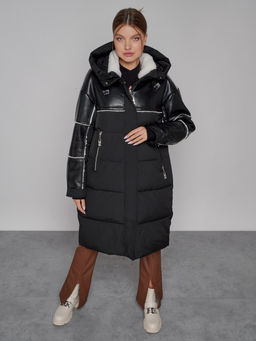 Пальто утепленное молодежное зимнее женское черного цвета 51131Ch - MaxRita фото 10
