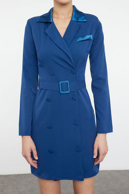 Trendyolmilla Siyah Kemerli Mini Dokuma Ceket Elbise TWOAW22EL0243  фото 4