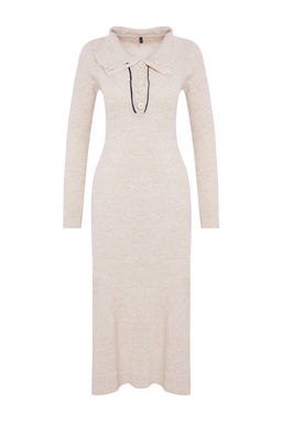 Tas Midi Triko Cizgili Biye Detayl? Elbise TWOAW25EL00007