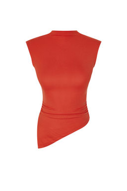 Trendyolmilla Ekru Dik Yaka K?sa Kollu Buzgu/Drape Detayl? Fitted/Vucuda Oturan Asimetrik Orme Bluz TWOSS24BZ00534 фото 61