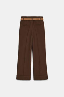 TROUSERS WITH TURN-UP CUFFS AND BELT - Zara фото 13