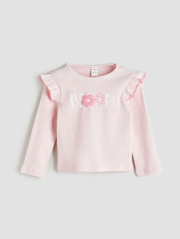 Bisiklet Yaka Bask?l? K?z ?ocuk Ti??rt