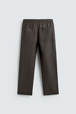 PANTAL?N RELAXED FIT 100% LINO / Verde oscuro - Zara фото 8