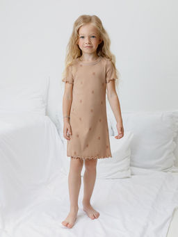 К 1180/нежный бежевый,маленькие мишки сорочка ночная для дев