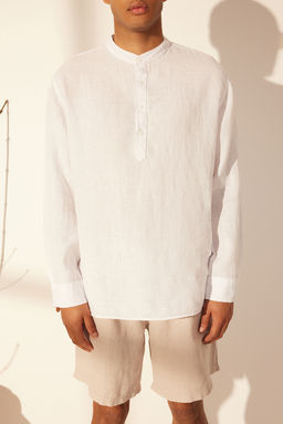 TRENDYOL MAN Kahverengi Regular Limited Edition %100 Keten Gomlek TMNSS24GO00057 - Trendyolmilla фото 4
