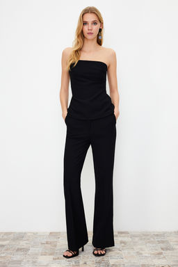 Siyah Bootcut/Cizme Paca Dokuma Pantolon TWOSS24PL00024