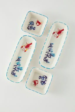 Trendyolmilla Home 4lu Seramik Marine Bask?l? Kase/Sunumluk Tabak Seti TPHSS25TBK00008 фото 4