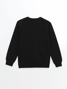 Bisiklet Yaka Bask?l? K?z ?ocuk Sweatshirt
