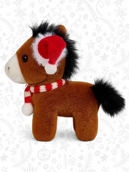 Мягкая игрушка «Лошадь», в шапочке, коричневая