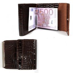 Зажим для купюр Premier-Z-28 натуральная кожа коричневый темный крокодил мелкий (112) 198888