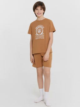 Комплект домашний для мальчиков коричневый с принтом Mark Formelle