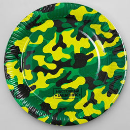 Цена за 10 шт. Тарелка одноразовая бумажная Военная, 18 см