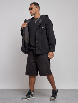 Джинсовая куртка мужская с капюшоном черного цвета 12768Ch - Mtforce фото 3