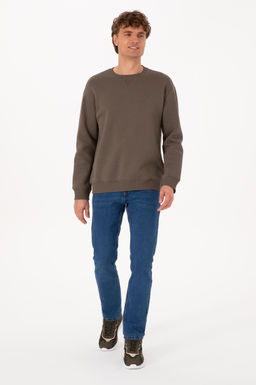 Erkek Vizon Basic Sweatshirt