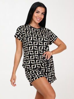 052 ПИЖАМА ЖЕНСКАЯ (шорты) (Бежевые цепи) - А-дина фото 2