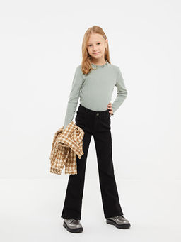 Dik Yaka Basic Uzun Kollu K?z ?ocuk Ti??rt - Waikiki фото 2